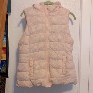 New York And Company Pink puffer jacket fleece vest lined w/ hood & pink zipper